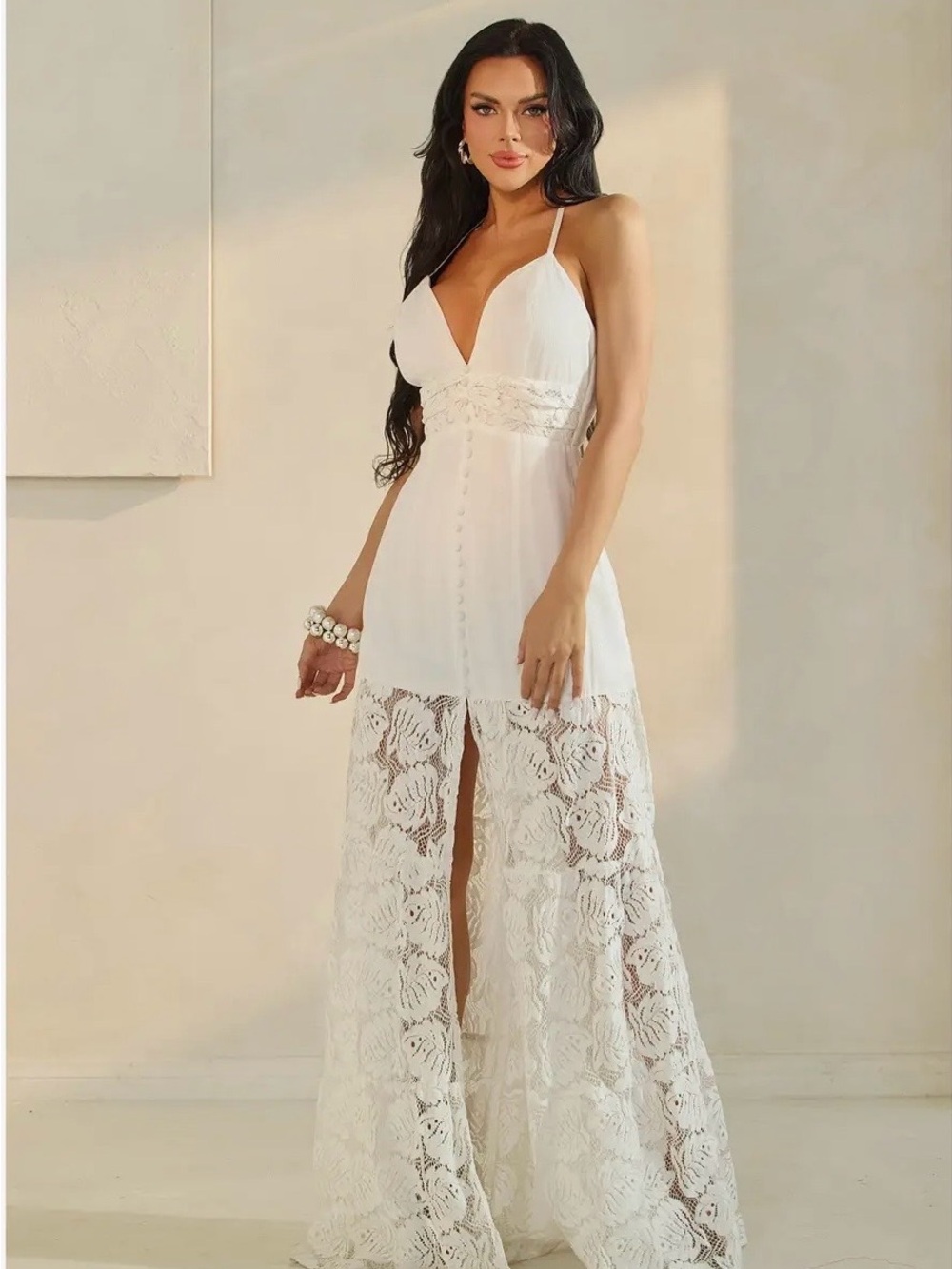 Special Day Lace Elegant White Lace Maxi Dress